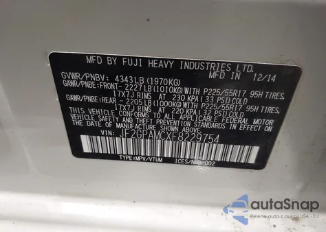 2015 Subaru Xv Crosstrek 2.0I Limited из США, поврежденный, VIN JF2GPAMCXF8229754